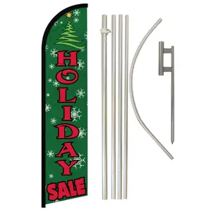 Windless Banner Flag & Steel-Aluminium Pole Kit, 11.5x2.5 ft Pole, Polyester Flag with Unique Graphics, Outdoor Home & Festive Party Display Backdrop