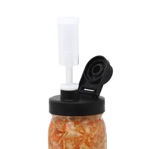 Fermentation Kit Lid for Wide Mouth Mason Jars (Jars Not Included) Black Fermenting Kit