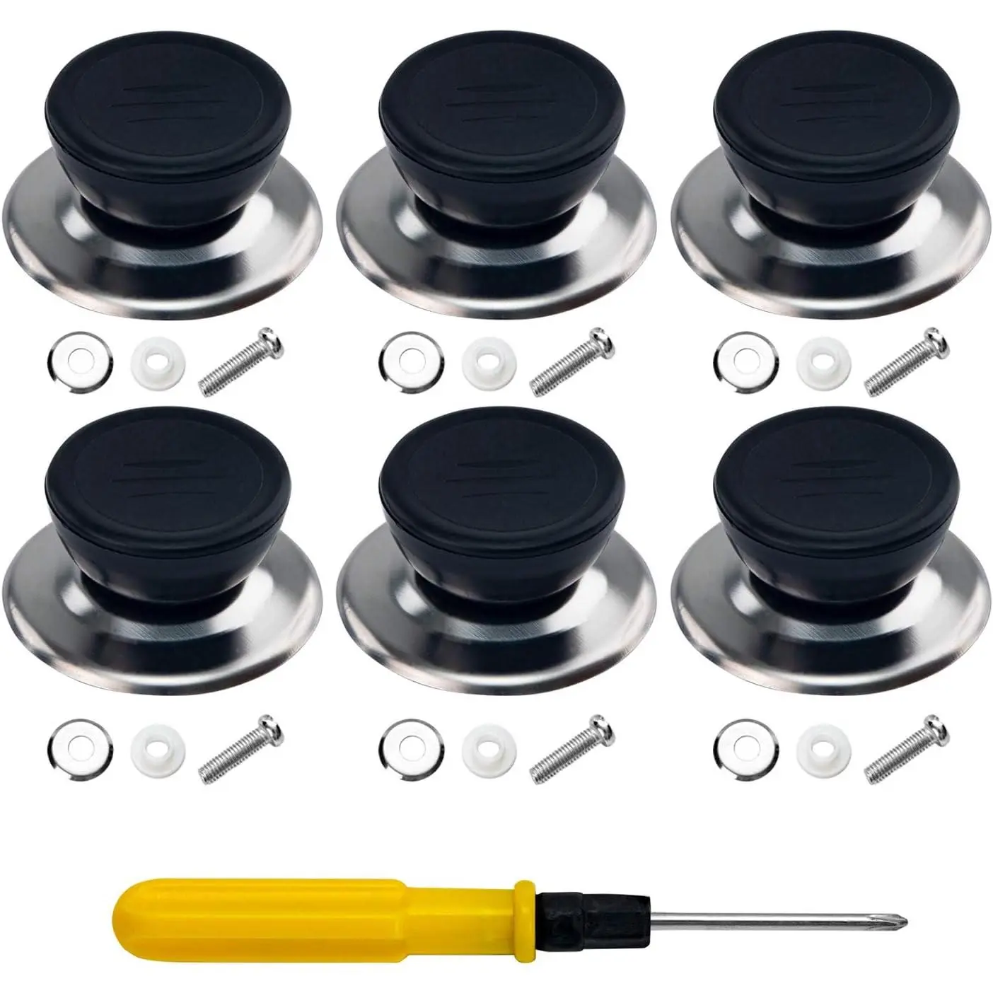 6 count Pot Lid Knobs, Universal Kitchen Cookware Replacement Pan Lid Holding Handles, Pot Lid Cover Knob Handle, Knobs Casserole Kettle Cover Glass Saucepan Crockpot Handle Replacement Set