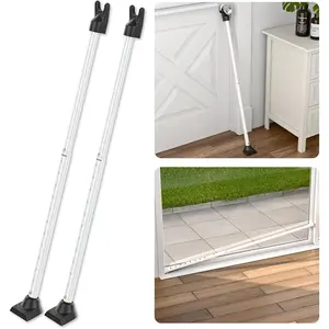 3-in-1 Door  Bar,  Door Stoppers & Door Barricade - Heavy Duty Adjustable Iron  Lock Bar for  , Apartment & Travel Safety (2 Pack - White)