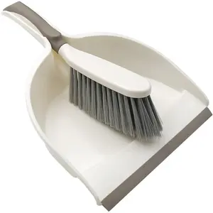 Small Handheld Angled Dustpan and Brush Set, Hand Broom Dustpan Combo Daily Cleaning Tools for Home, Beige Brown