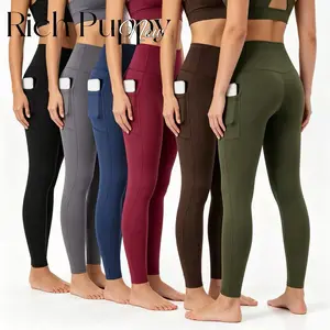 6pcs High Waist Cropped Leggings with Pockets for Women, 78% Polyester 22% Elastane Knit Fabric, Solid Color All-Season Casual Style, Casual Leggings|Sleek Design|Smooth Texture, High Waisted Leggings