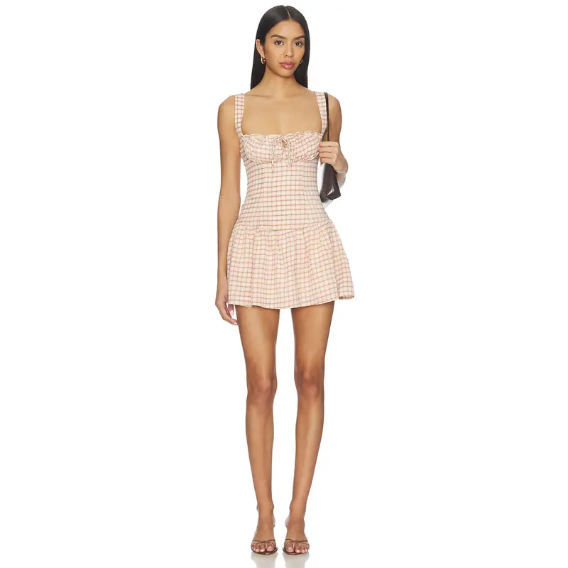 Mini brown check dress - TikTok Shop