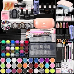 Morovan Blossom Series Acrylic Nail Kit with UV Lamp 4Colors Gel Polish 12Glitter Powder Complete Tools for Beginners Manicure Cuticles