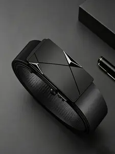 Men's Automatic Buckle Belt, Premium Faux Leather & Alloy, Sleek Design, Exquisite Belt, Buckle, Business Waist Belt, Business & Casual Wear, Holiday Gift
