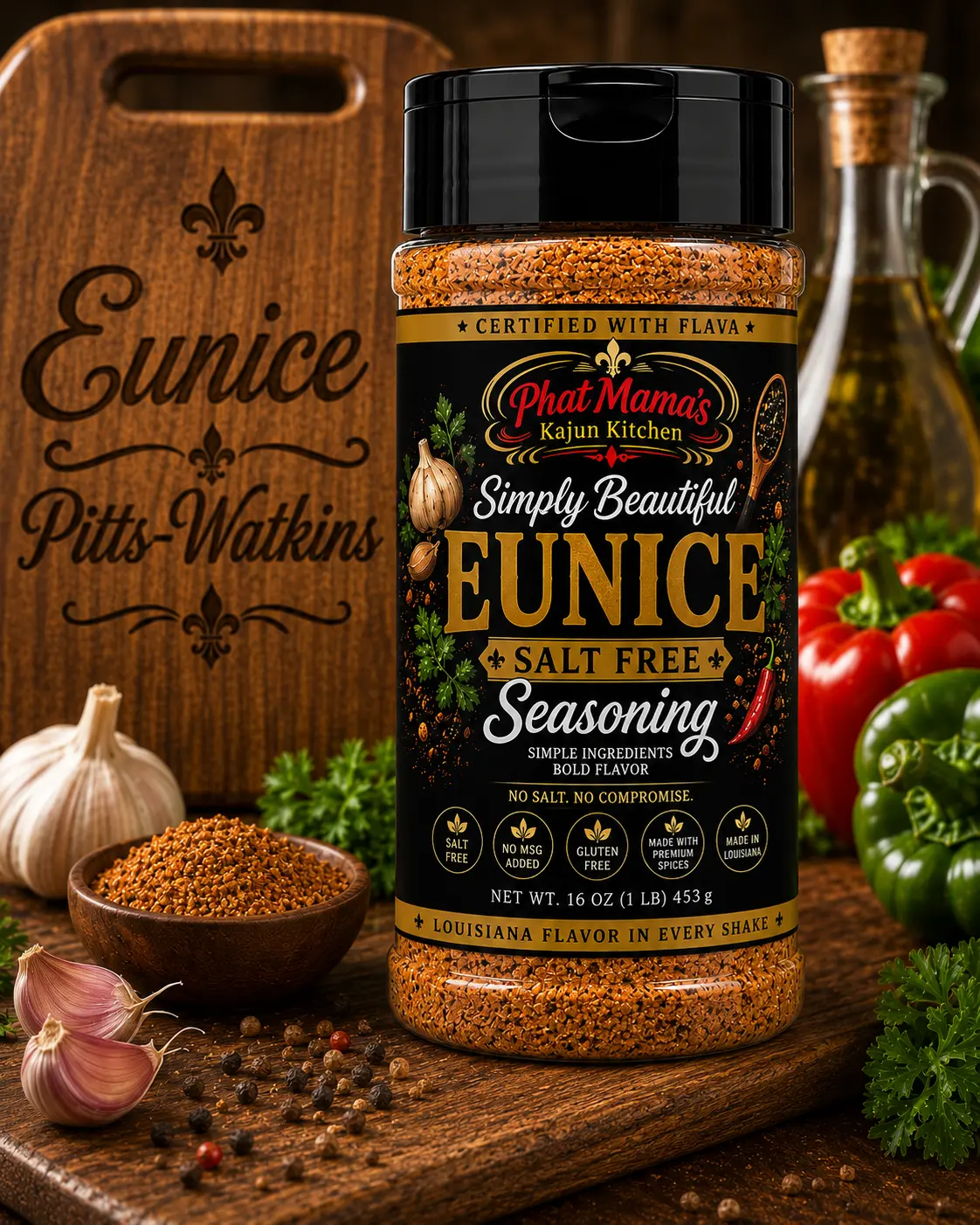 Phat Mama's - Simply Beautiful EUNICE Seasoning Salt Free (Family Size - 16 oz)