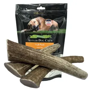 Deluxe Naturals 1-LB Elk Antler Chews for Dogs | Naturally Shed USA Collected Elk Antlers Offer A-Grade Quality, All-Natural, Odorless, Long-Lasting and Durable Chewing Experience | Product of the USA