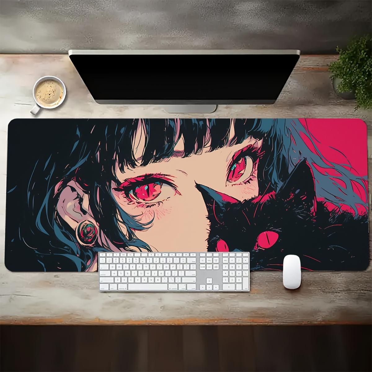 1pc Large Anime Style Mouse Pad-Non-Slip Washable Desktop Mat, with Overlock Design, Office and Game Use, Durable Gift for Boyfriend/Girlfriend, Mouse Pad Suitable for Desktop