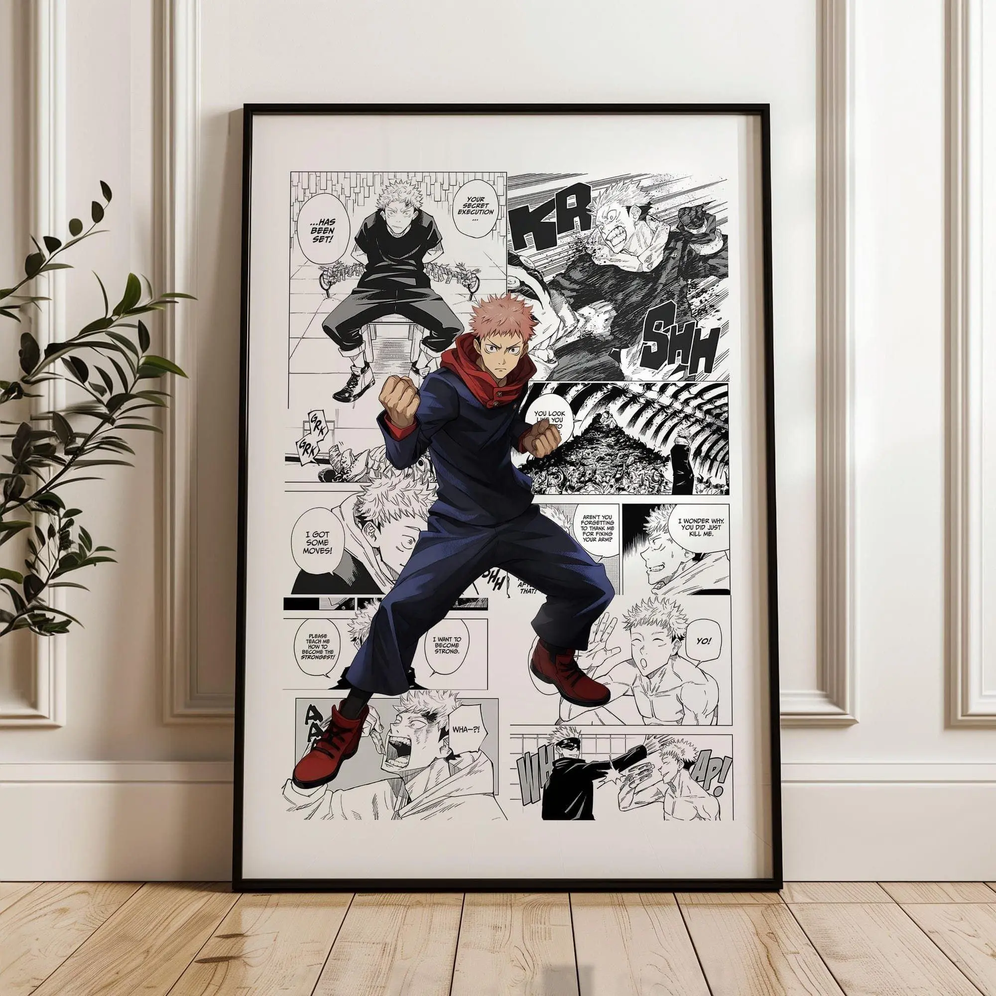 Jujutsu Kaisen Yuji Itadori Poster: Curated Manga Panels, Anime Satin Poster