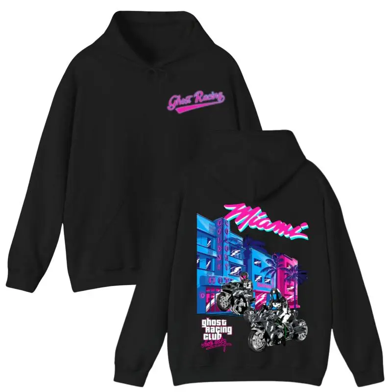 Ghost Miami Hoodie, Racing Hoodie, Pullover Hooded, Motorcycle Hoodies, Gift For Men, Him, Husband, Top Menswear