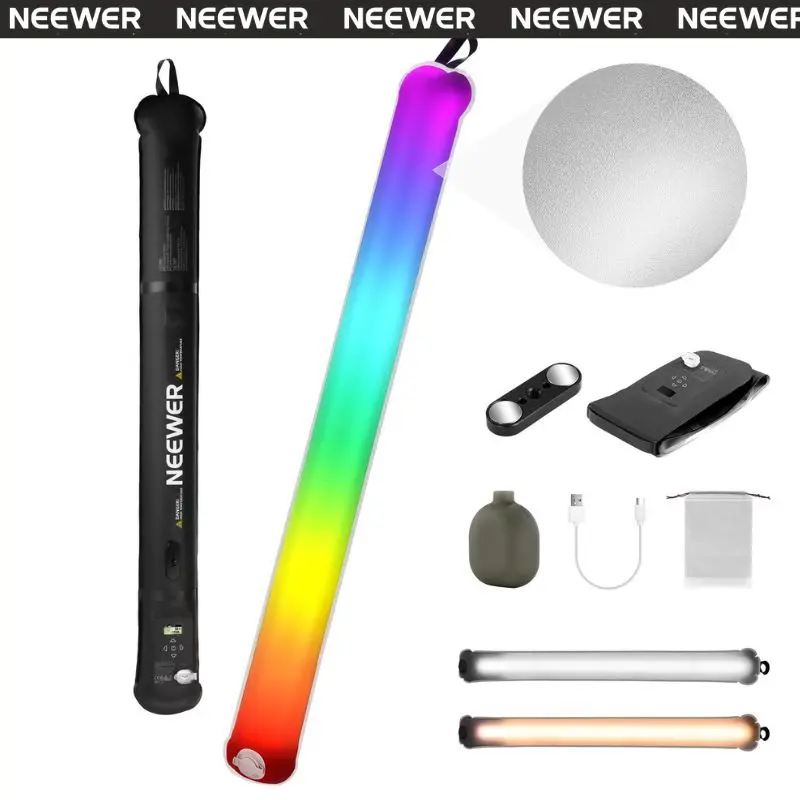 NEEWER GC30C 30W RGB Inflatable LED Tube Light – Portable Handheld Color Stick for Vlog, Photography & Party Lighting