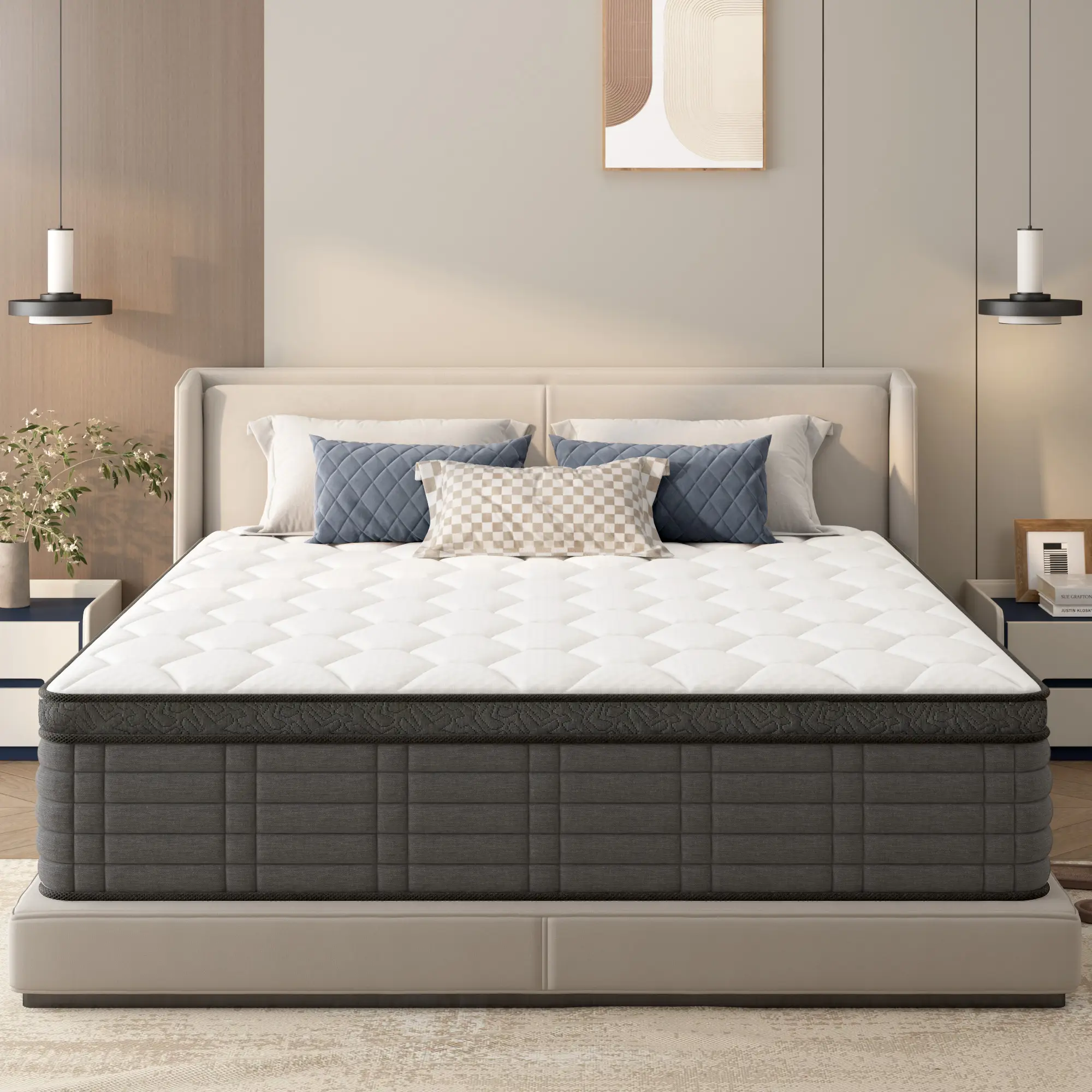 Soges Gel Memory Foam Mattress with Fire-Resistant Fabric, Durable Edge Support, Twin/Full/Queen/ King Size, 10/12 Inch Thickness