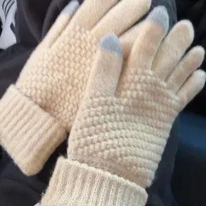 Thermal Touch Screen Gloves, Warm Fleece Lined Elastic Knit Gloves for Cold Weather Outdoor Activities, Soft Winter Gloves Ideal Gift for Men Women