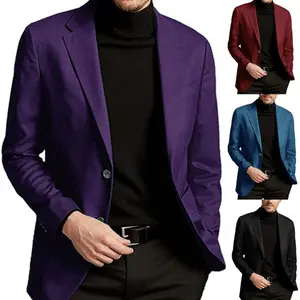 Men's European Version Fashion Polyester Formal Wear Cardigan - Single Casual, Large Size Menswear Formal Blazer Jacket
