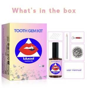 100 PC Rhinestone Premium Sparkle Smile Gem Kit with Glue & Light – Lulucool Shiny DIY Flat-Bottom 100pc Round Gemstones