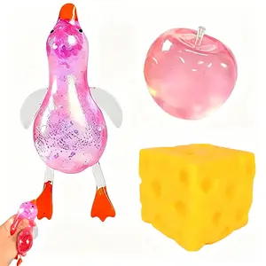 3-Piece Squid Squeeze Toy Set, Stress Relief Fidget Toy, Soft Stress Ball for Kids & Adults, Sensory Cube Toy, Classroom Prize, Birthday Party Gift