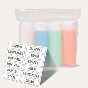 4PCS Travel Bottles for Toiletries Leakproof Squeezable Toiletry Container for Shampoo Conditioner Lotion Body Wash Refillable Bottles with Labels