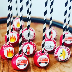 Fire Truck and Fireman Cake Pops