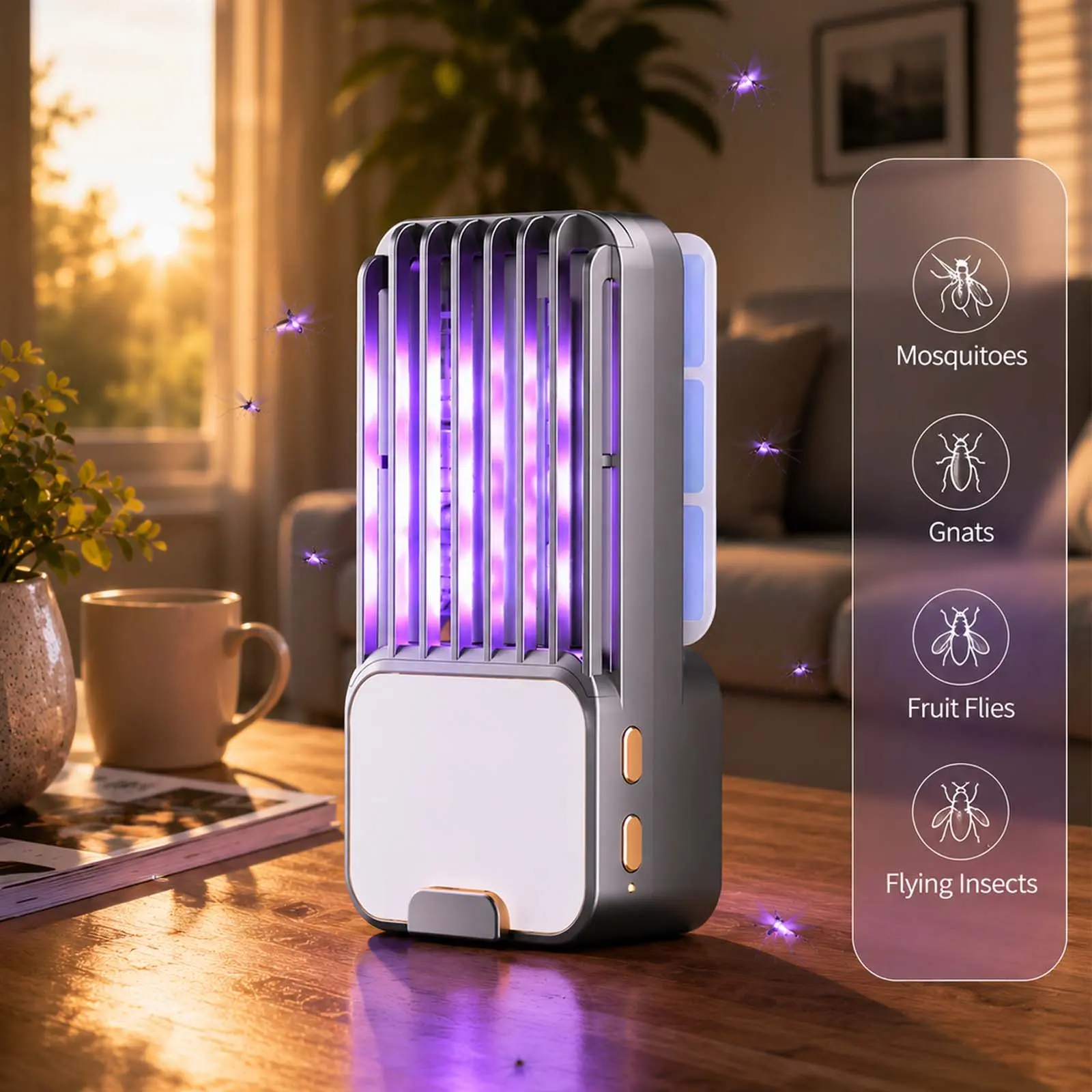 13th Generation-UV Light Mosquito Trap Lamp for Indoor Use, Portable Night Light with Quiet Operation