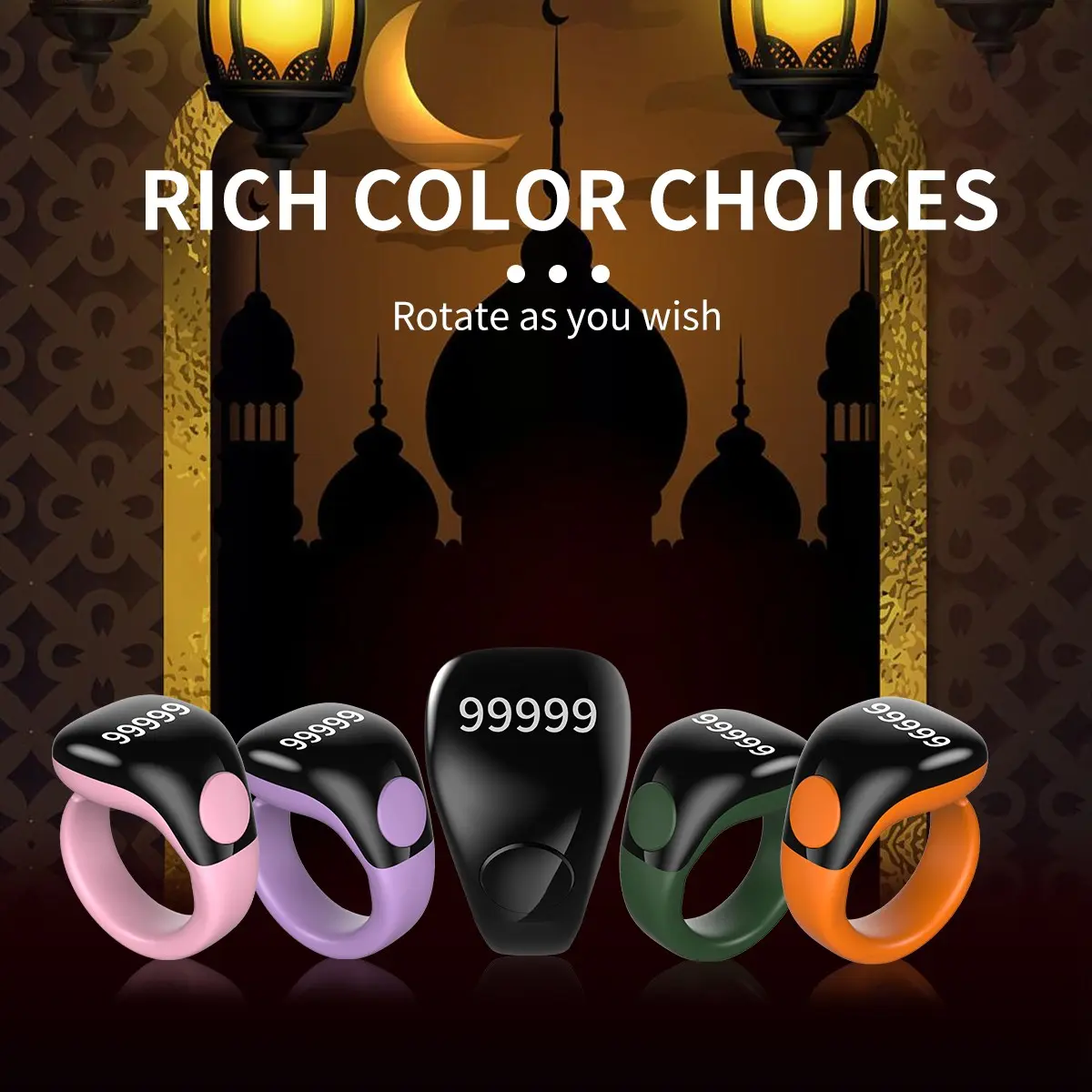 Zikr Ring Intelligent Prayer Beads Counter, Tasbih Counter, Tasbeeh Counter for Muslims, APP Tracking & Vibration Reminder, Islamic Gift for Ramadan & Eid