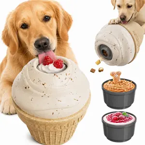 3-in-1 Ice Cream Dog Enrichment Toy with 2 Freezer Cups, Frozen Treat Lick Toy & Rolling Kibble Dispenser for Medium and Large Dogs pupsicles