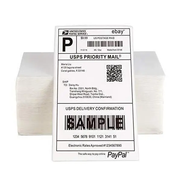 500 4x6 Fanfold Direct Thermal Shipping Labels for Zebra & Rollo Printers. thermal label office supplies