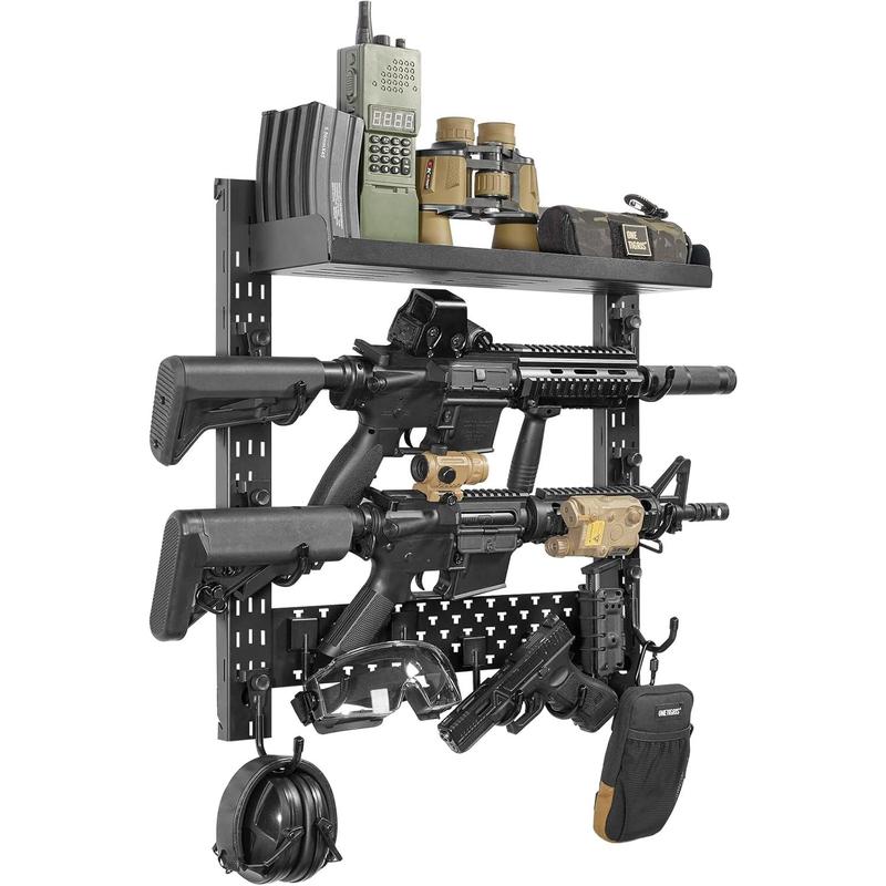 Gun Rack Wall Mount,Indoor Gun Rack for Wall with Shelf Horizontal and ...