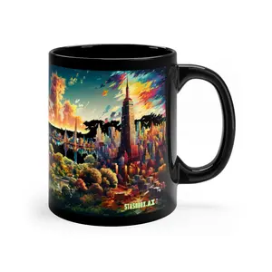 11oz Black Mug - Stashbox New York Design #004 Ceramic Drinkware Coffee Cup Washable Reusable Reuse Drink