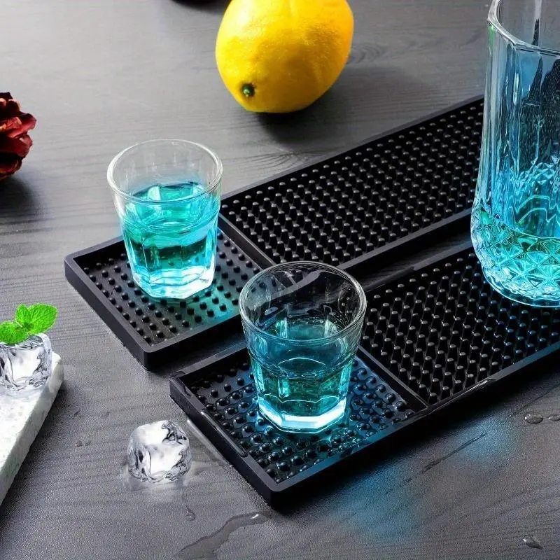 Solid Color Square Drain Mat, Non-slip Cup Coasters, Kitchen Coasters, Coasters for Drinks, Rectangle Insulation Mat for Restaurants, Bars, Home, Kitchen Accessories, Kitchen Decorative Placemat