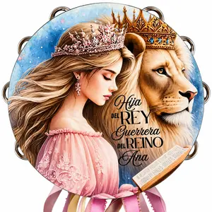 King's Princess Tambourine Synthetic Leather Non-Slip Grip Metal Cymbals Premium Wood