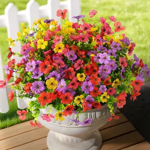 Artificial Flowers for Outdoors 12 Bundles UV Resistant Fake Flowers (No Vase Included) Realistic Artificial Flowers for Outdoors Artificial Flowers Outdoor Decor for Garden Patio Porch Planter
