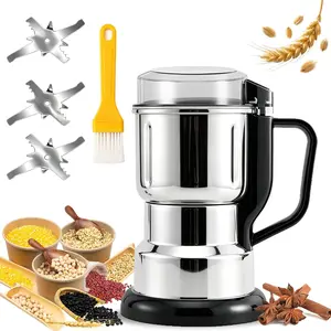 Electric Grain Mill  - 304 Stainless Steel Grain  Flour Mill  for  Fit for Grinding Wheat, Corn, Oats, Millet, Coffee Beans (, 500g)