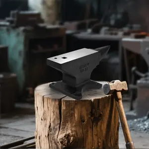 100Lbs Cast Steel Single Horn Anvil, High Hardness Metalsmith Tool with Round/Square Holes, 4 Base Fixing Holes, Large Countertop, Stable Base for Bending, Shaping