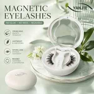 YANJIE Upgrade Soft Magnetic Eyelashes All-in-One Box, Reusable, Glue-Free, Waterproof, Lightweight, Natural Style Makeup Cosmetic Easy to Wear and Remove