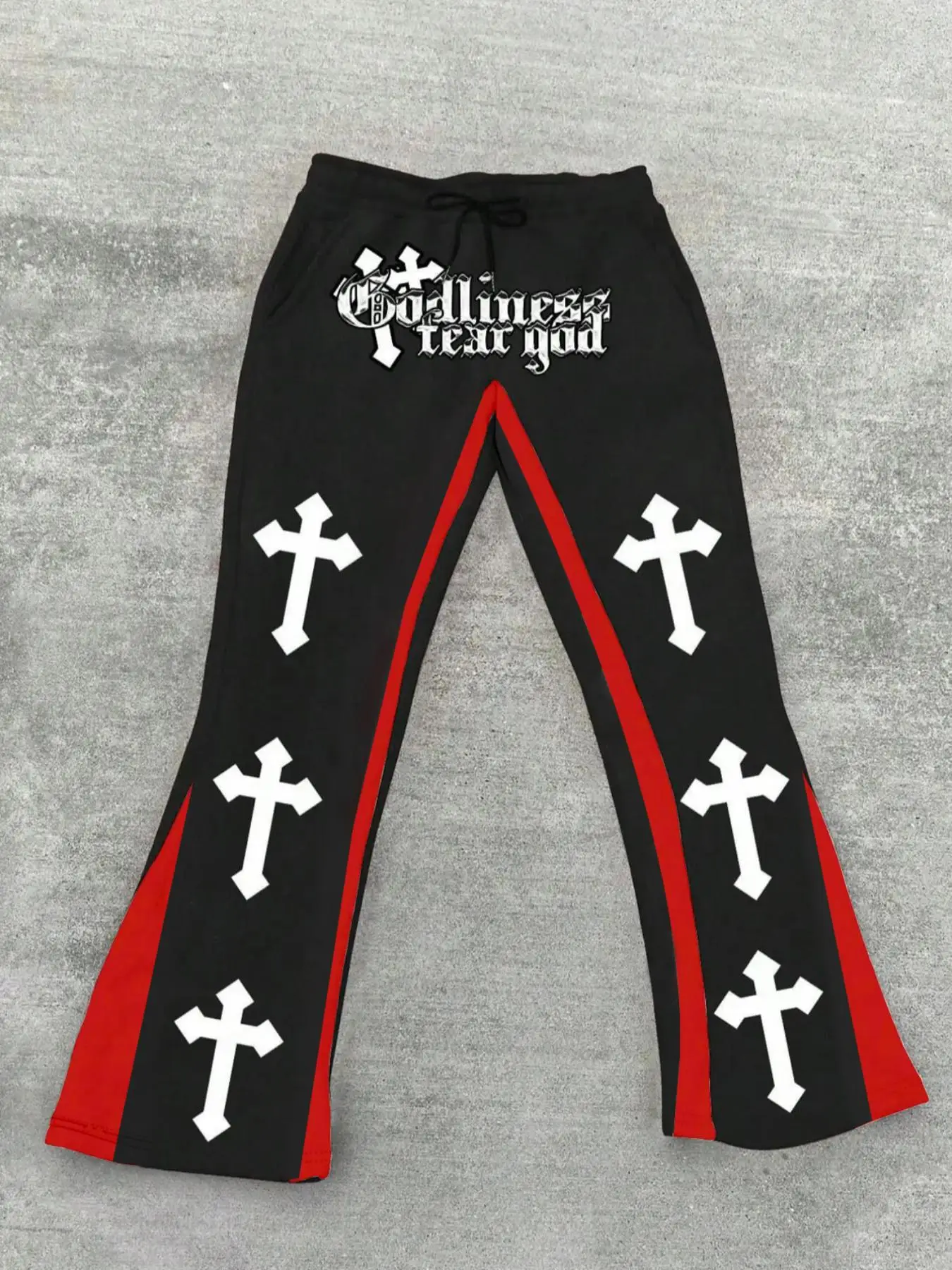 Men's Letter Cross Graphic Print Drawstring Waist Sweatpants, Street Casual Pocket Trousers for Daily Wear, Men's Bottoms for Summer