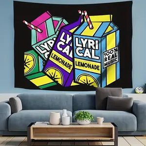 Lyrical Lemonade Design Fashion Tapestry, Modern Beverage Bottle Art Wall Hanging, Polyester Decorative Tapestry for Living Room, Bedroom, Dorm, Party Decor, Indoor Use,Ideal Birthday and Valentine's Gift Decoration Home