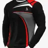 Men's Casual Sporty Round Neck Long Sleeve Top, 3D Print Design, Comfortable and Stylish, Casual Athletic Style, Perfect for Daily Wear, Casual Sports Top, Athletic Tops, Athletic Apparel, Casual Sporty Shirt