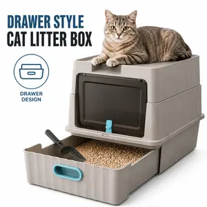 Drawer Cat Litter Box - Fully Enclosed Jumbo Cat Toilet w/ Dual Entry | Top & Front Access | Anti-Splash & Odor Control for Large/Multi-Cat Homes fathersdaygiftideas