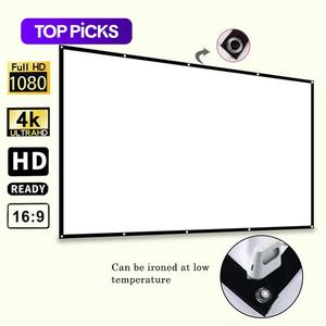 portable foldable projector screen, 1 count washable projector screen for home office outdoor, outdoor hd projector movie screen