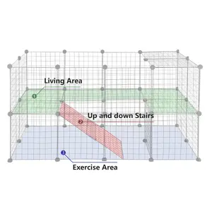 Pet Republic 36 Panels Small Animal Playpen DIY Pet Cage Metal Mesh W/ Ramp for Bunnies Puppies