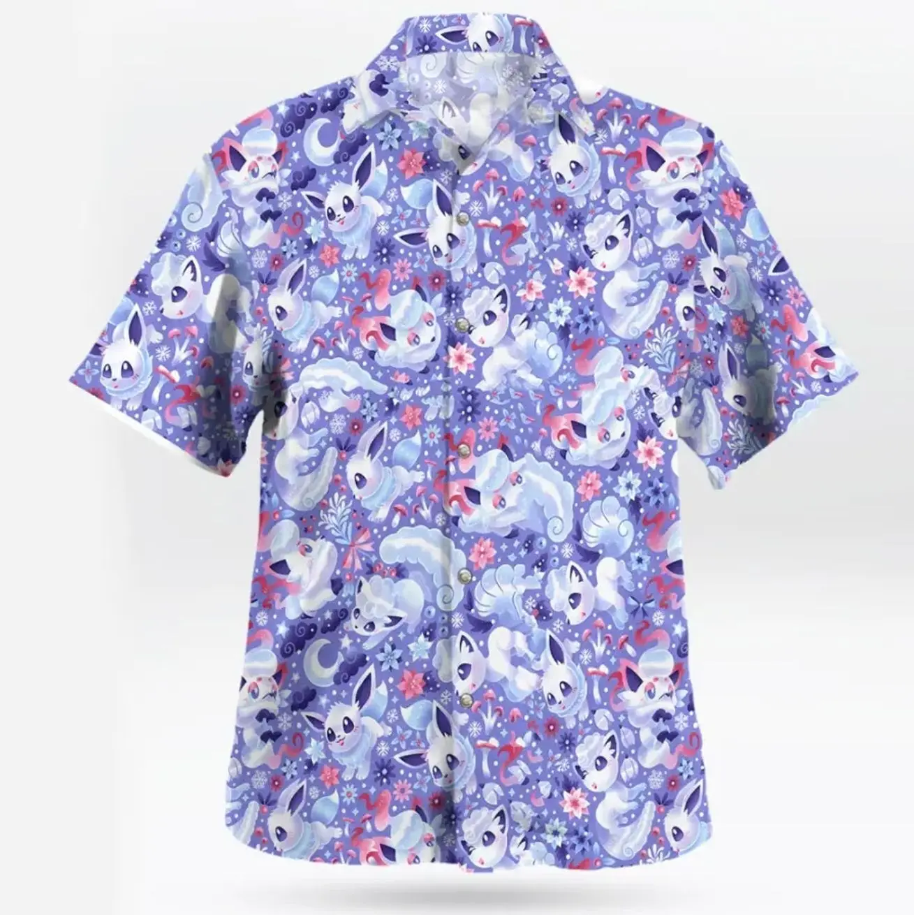 Alolan Vulpix Ice Pattern I Dress Like This PKM Hawaiian Shirt, Anime Latias Latios Aloha Suit, Unisex Eon Dragons Snowy Outfit
