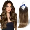 【12inch-24inch】Ve Sunny  Invisible Wire Extensions Real Human Hair, 12-24inch, Long Straight, Seamless Blend, Soft & Easy to Style for Daily Wear#tiktokfalldeals