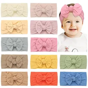 Super Stretchy Soft Knot Headbands with Hair Bows Head Wrap Hair Accessories For Newborn Baby Girls Infant Toddlers Kids