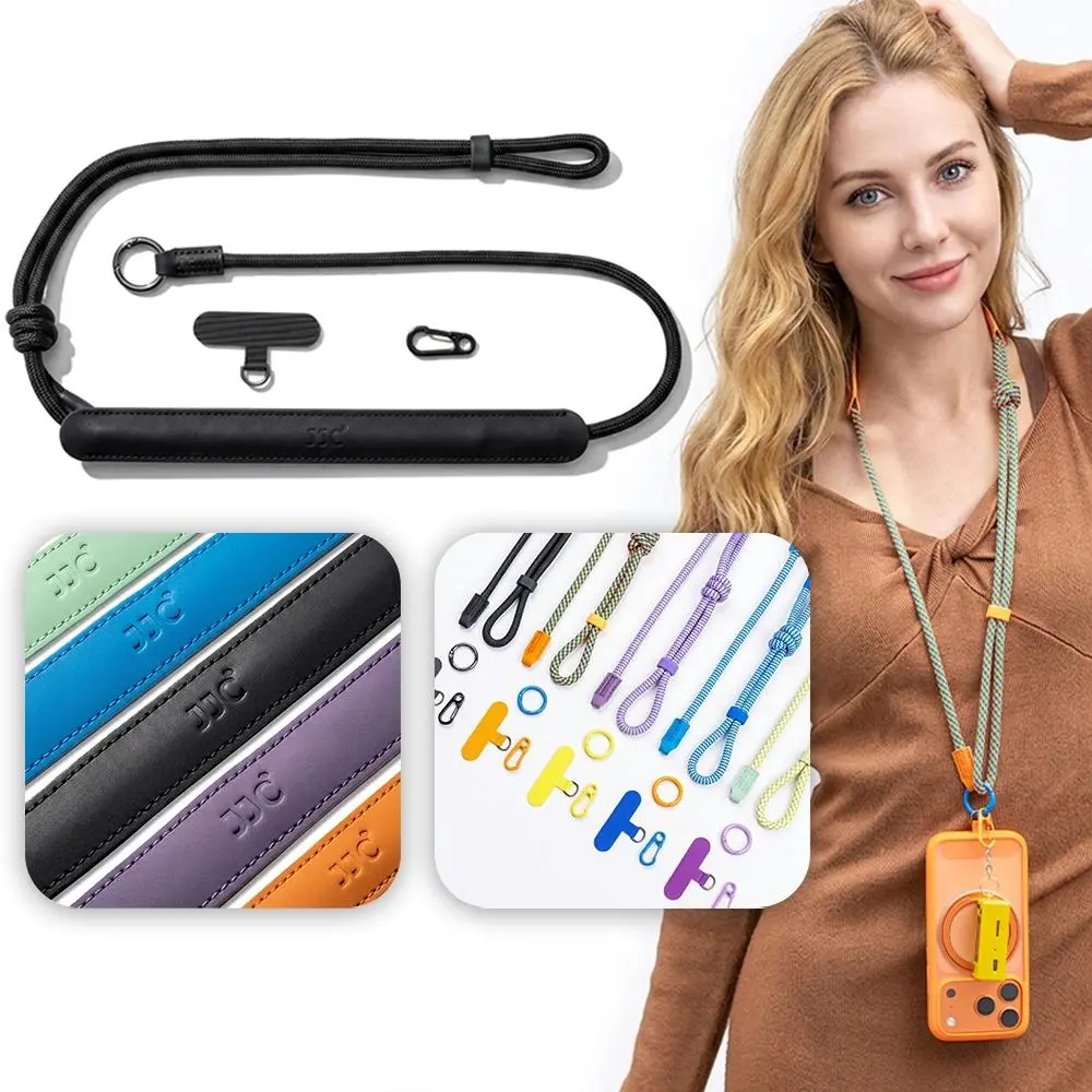 JJC Phone Lanyard Lightweight Crossbody Strap - Durable Safety Tether Tab, Adjustable Leather Pad, Quick-Release Metal Buckle, Fall Protection, Skin-Friendly for iPhone 17, Outdoor Sport, Personalized Camera Phone Straps & Charms Accessories