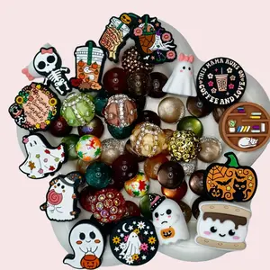 Autumn Glow Bead Mix with Focal Beads & Fancy Beads Included - 16 mm Resin & 20 mm Rhinestone Acrylic Beads - Autumn Colors - Autumn Leaves & Pumpkins Please - This Mama Runs on Coffee and Love