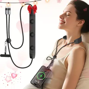 New popular USB fast charging cable and neck relief function, anti-theft phone with crossbody bag and hanging ring, phone neck hanging rope suitable for daily and outdoor activities, black essential item for home and outdoor use