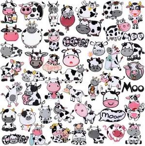 48 Pcs Chenille Iron on Patches, Iron on Hat Patches Bulk Embroidered Patches for Hats Clothes Cute Repair Patches Kit Sew on Applique DIY Accessory for Backpack Pants Jeans(Cow)