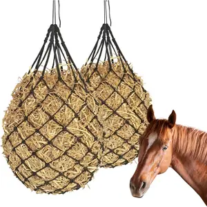 2 Pack Slow Feed Hay Net Bags, Livestock Feeding Bags Suitable for Horse Cattle Sheep Donkey, Farm Feeder Supplies
