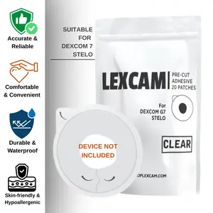 Adhesive Patches for Dexcom G7, Stelo – Waterproof, Hypoallergenic Transperant Overpatches – Pre-Cut Patch Tape - 20 Patches