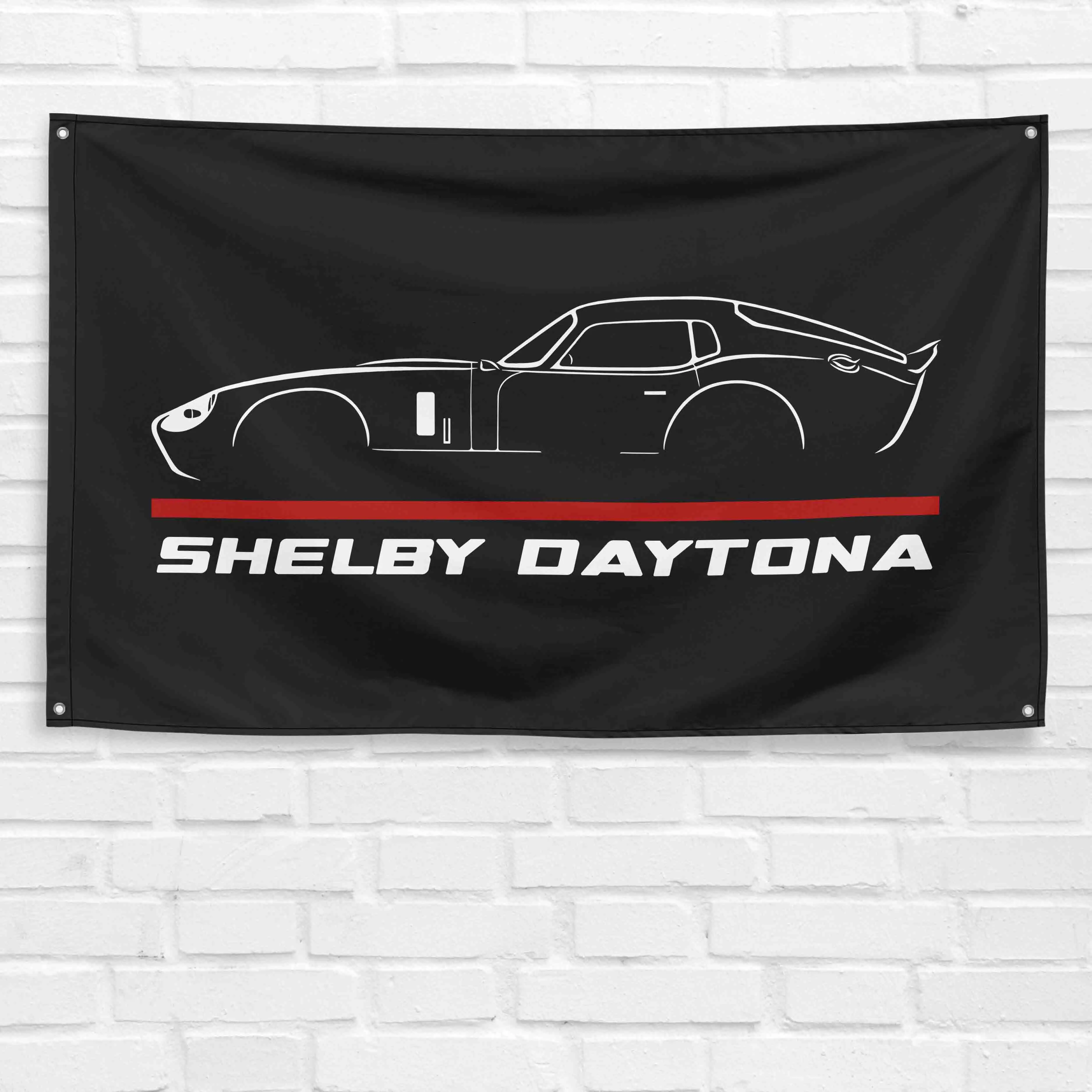 3 x 5 ft Grommeted Shelby Daytona Race Car Polyester Flag, Durable Lightweight Hangable Synthetic Banner, Bold Colors Home Garage Wall Decor, Gender-Neutral Holiday/Birthday Gift